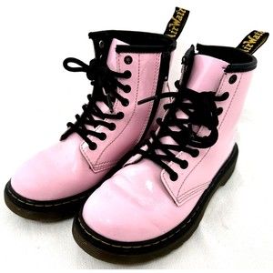 Doc Martens Pink Air Wair Sole Bouncing Patent Leather Ankle Boots Girls Size 1